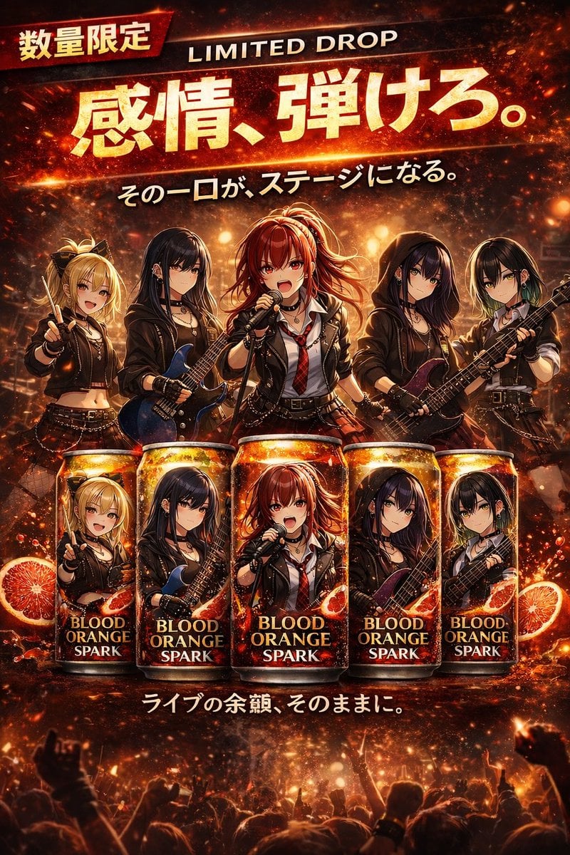 Anime Rock Band Beverage Collab Poster