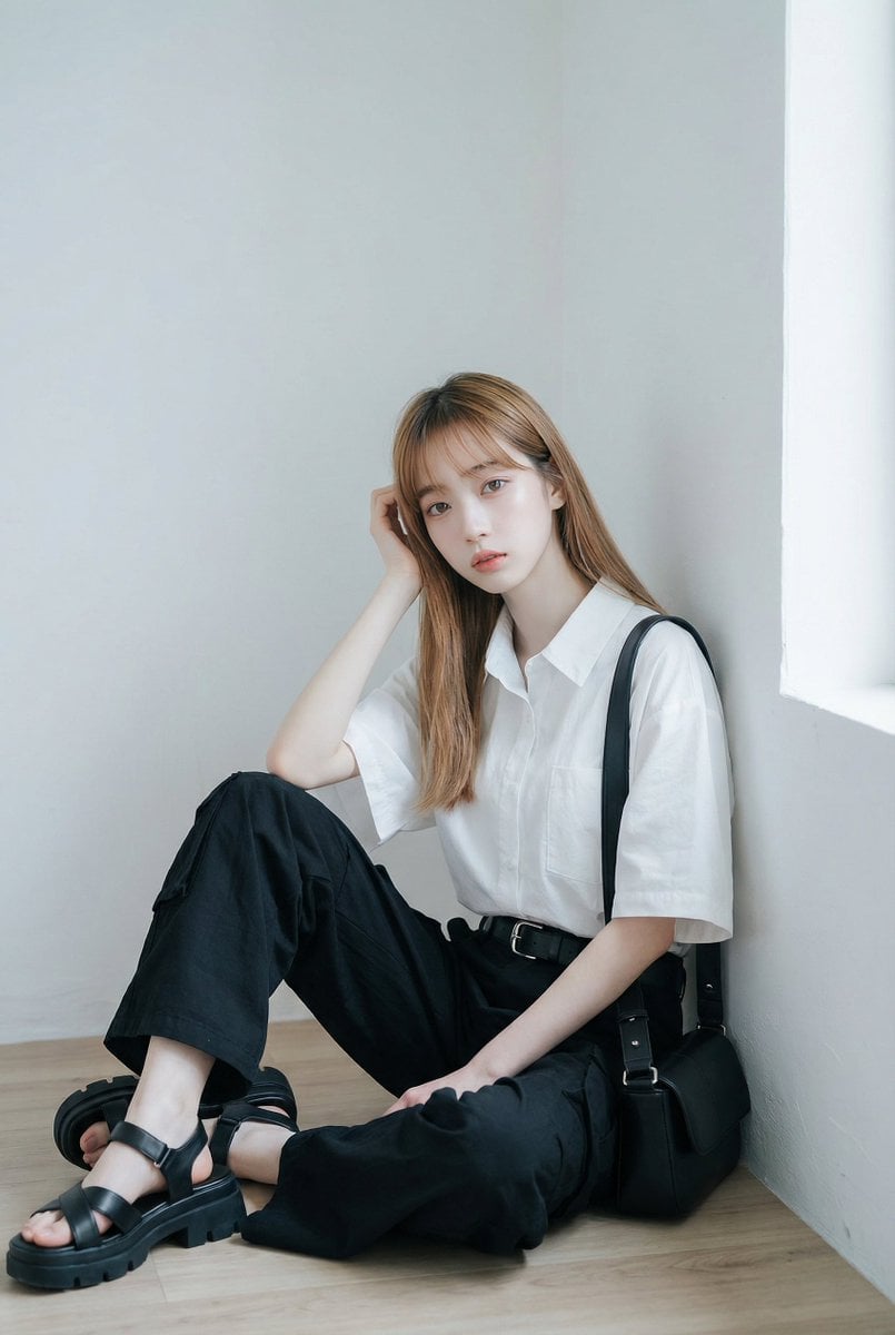 AI Fashion Prompt: Monochromatic Minimalist Utilitarian Style