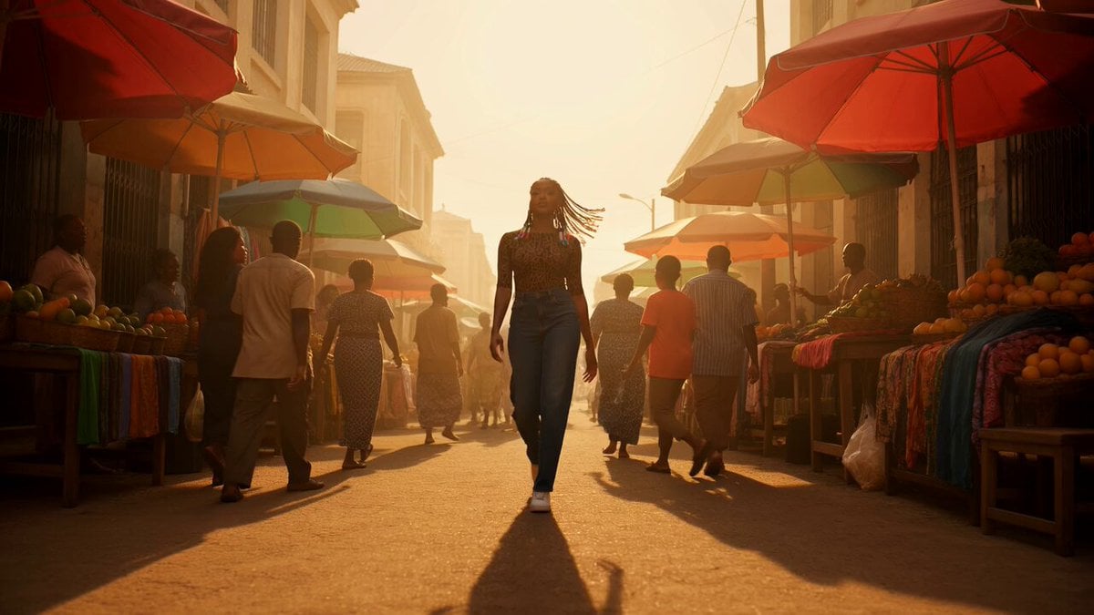 Vibrant Cinematic Video Prompt for Nigerian Woman