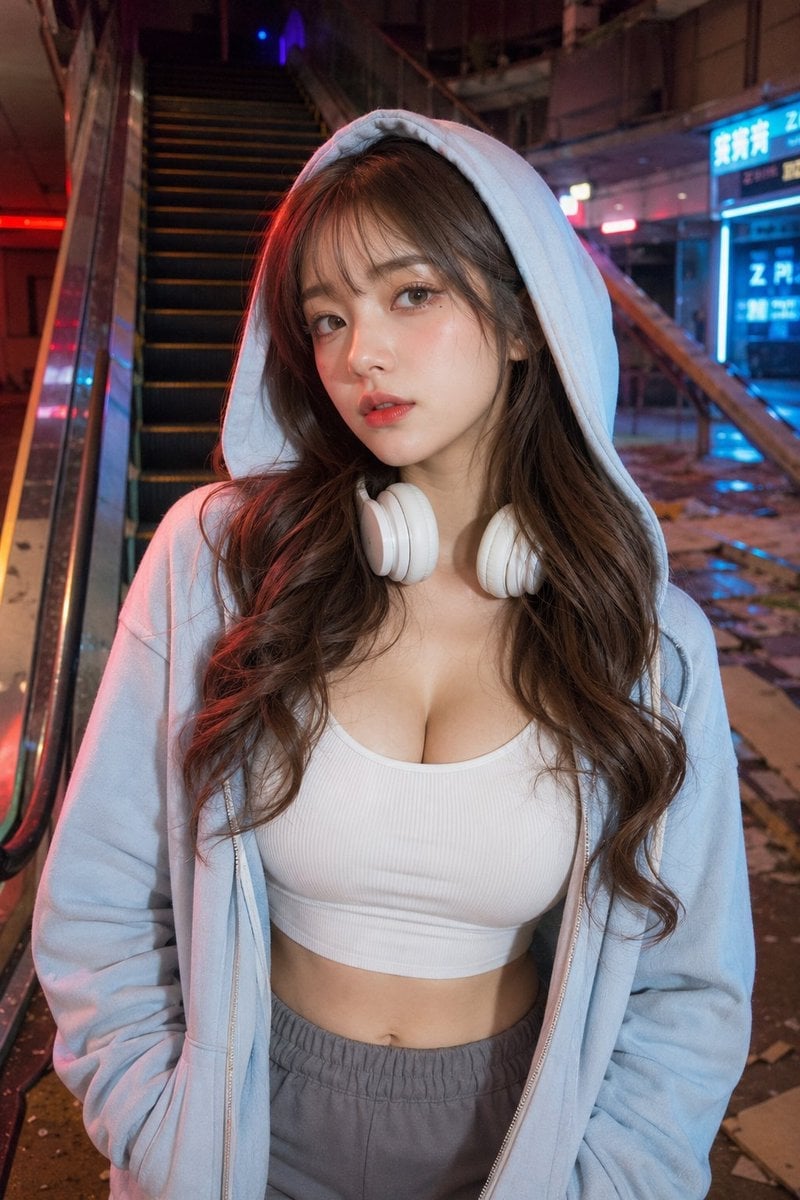 Neon Hooded Street Portrait — AI image template example