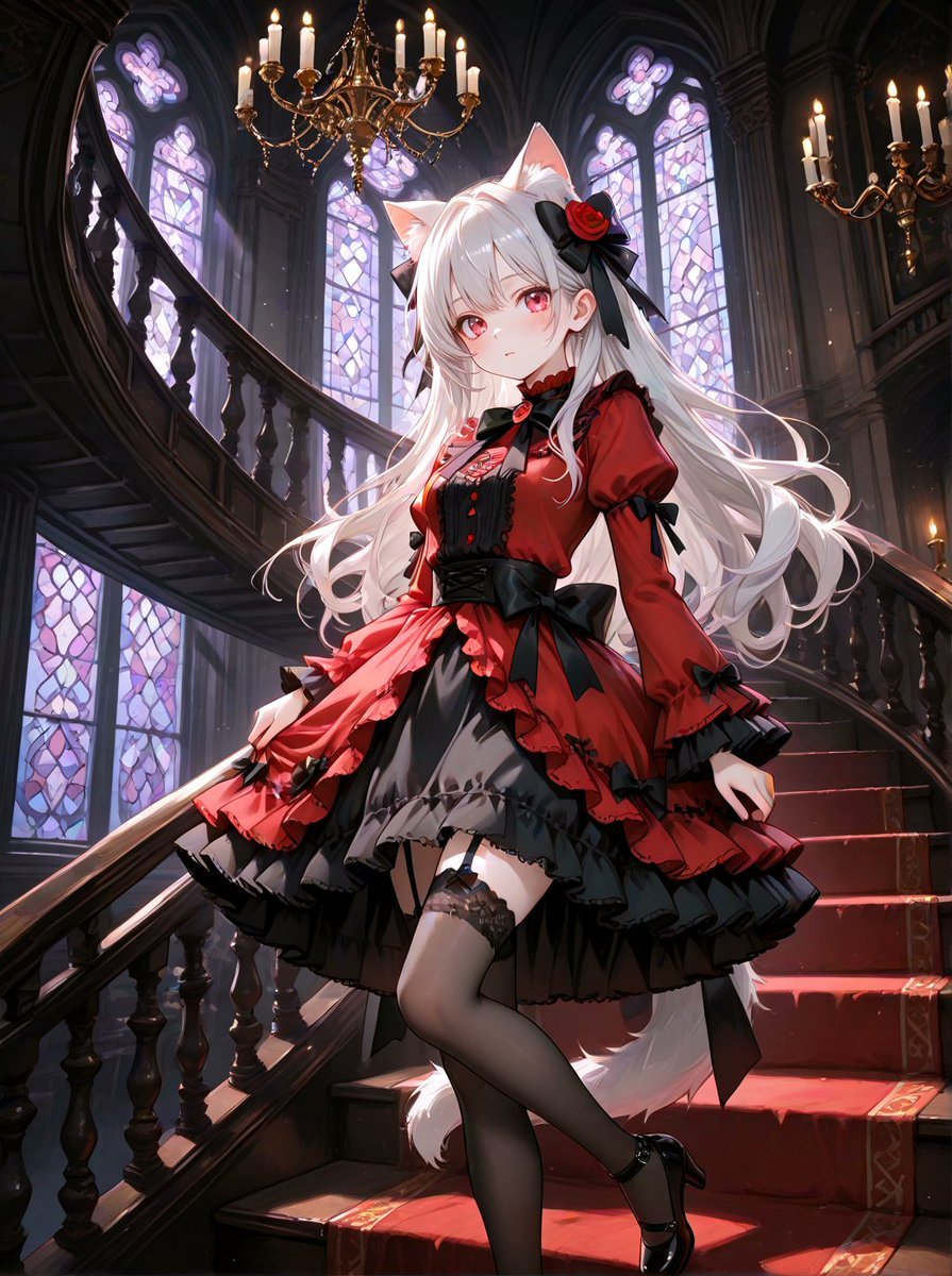 Gothic Cat-Eared Noble Girl — AI image template example