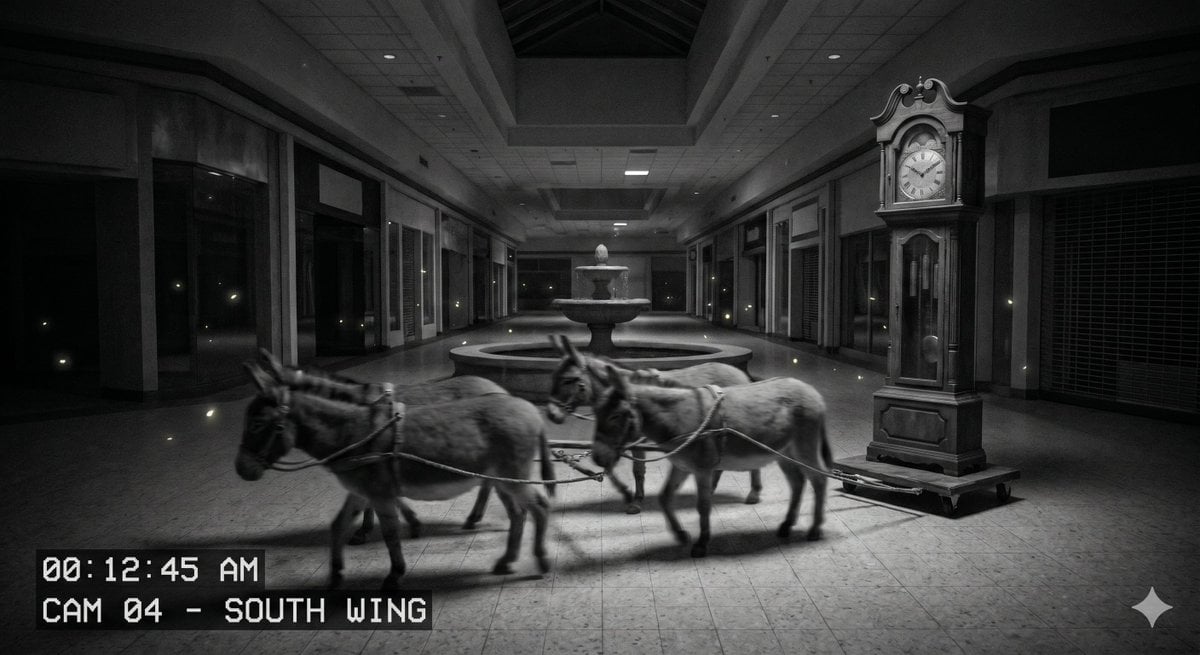 Nighttime CCTV Donkey Footage — AI image template example