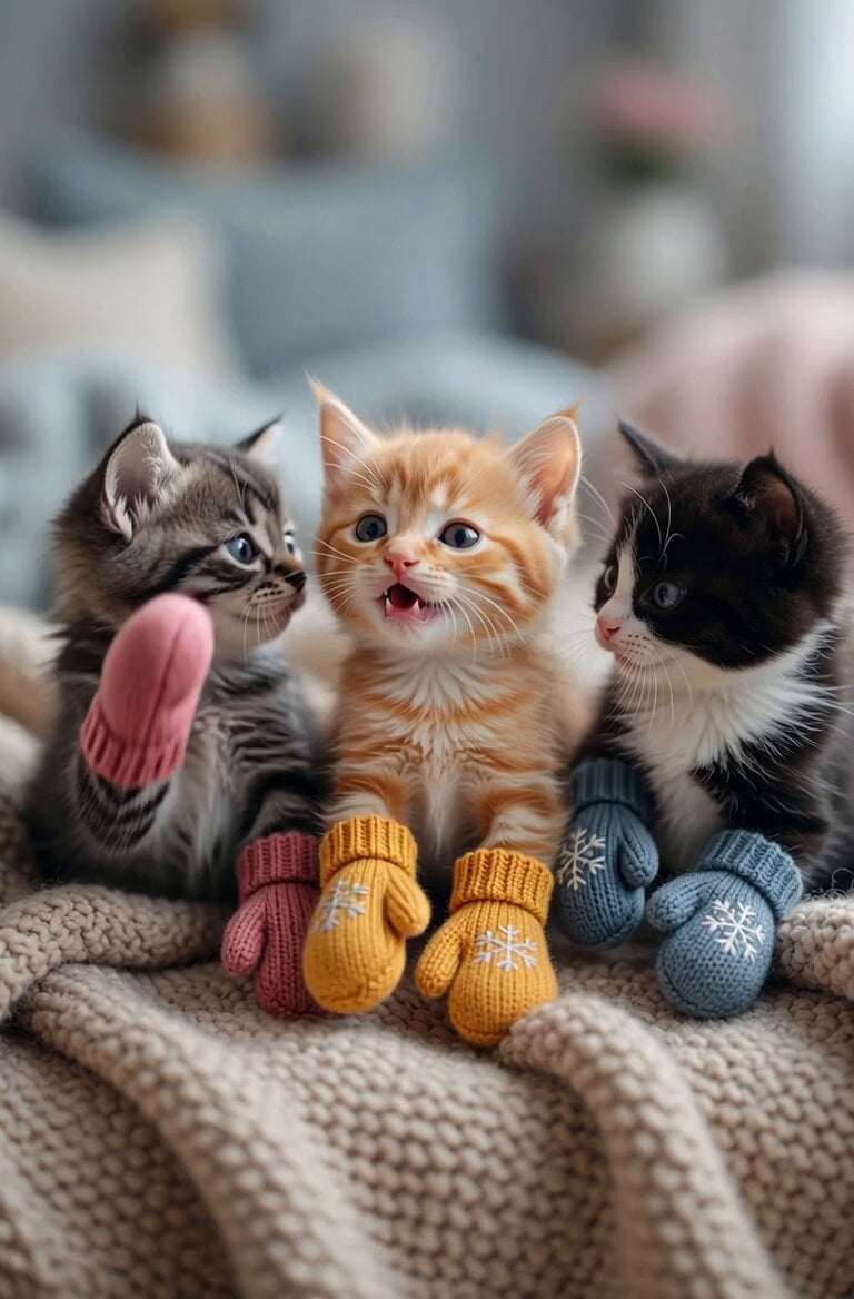 Dancing Kittens in Mittens
