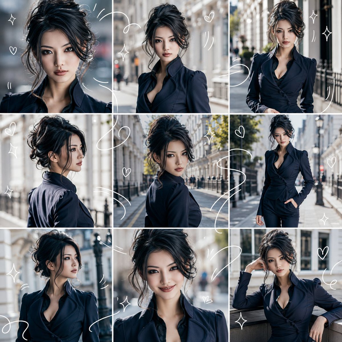Character Consistency 9-Grid Collage — AI image template example