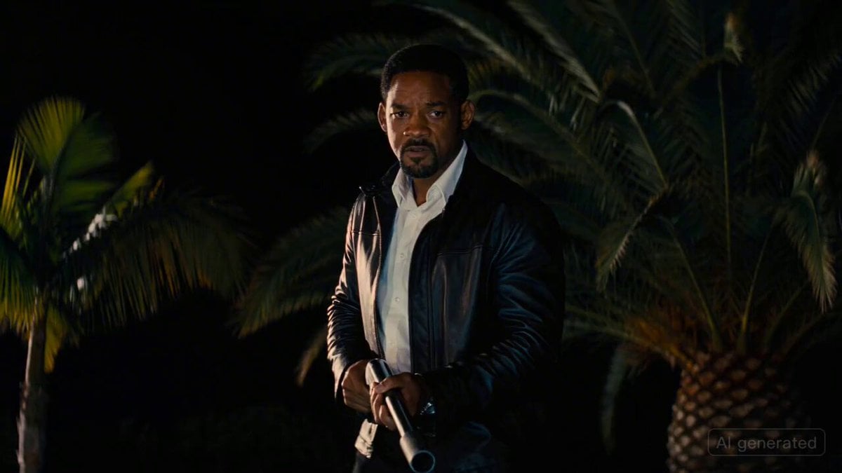 Tarantino-Style Hollywood Night Scene with Will Smith and a Flamethrower