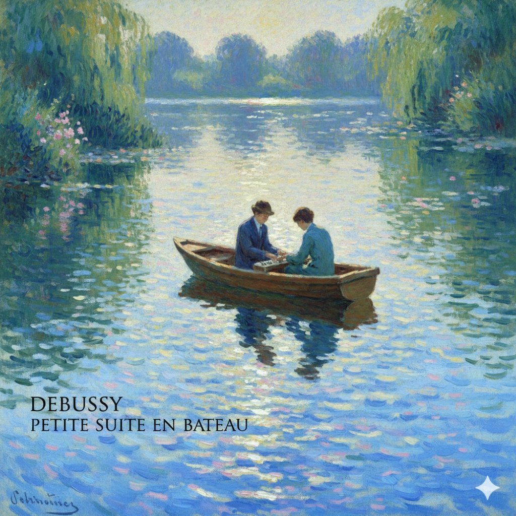 Generate Debussy's 'Petit Suite: En Bateau' in Monet's Style with Color Modification