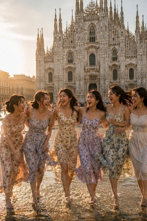 Candid Summer Group Portrait in Milan
