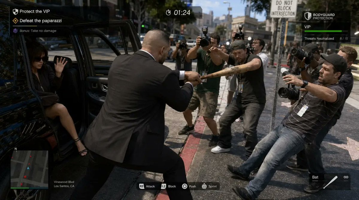 3D gaming scene with bodyguard