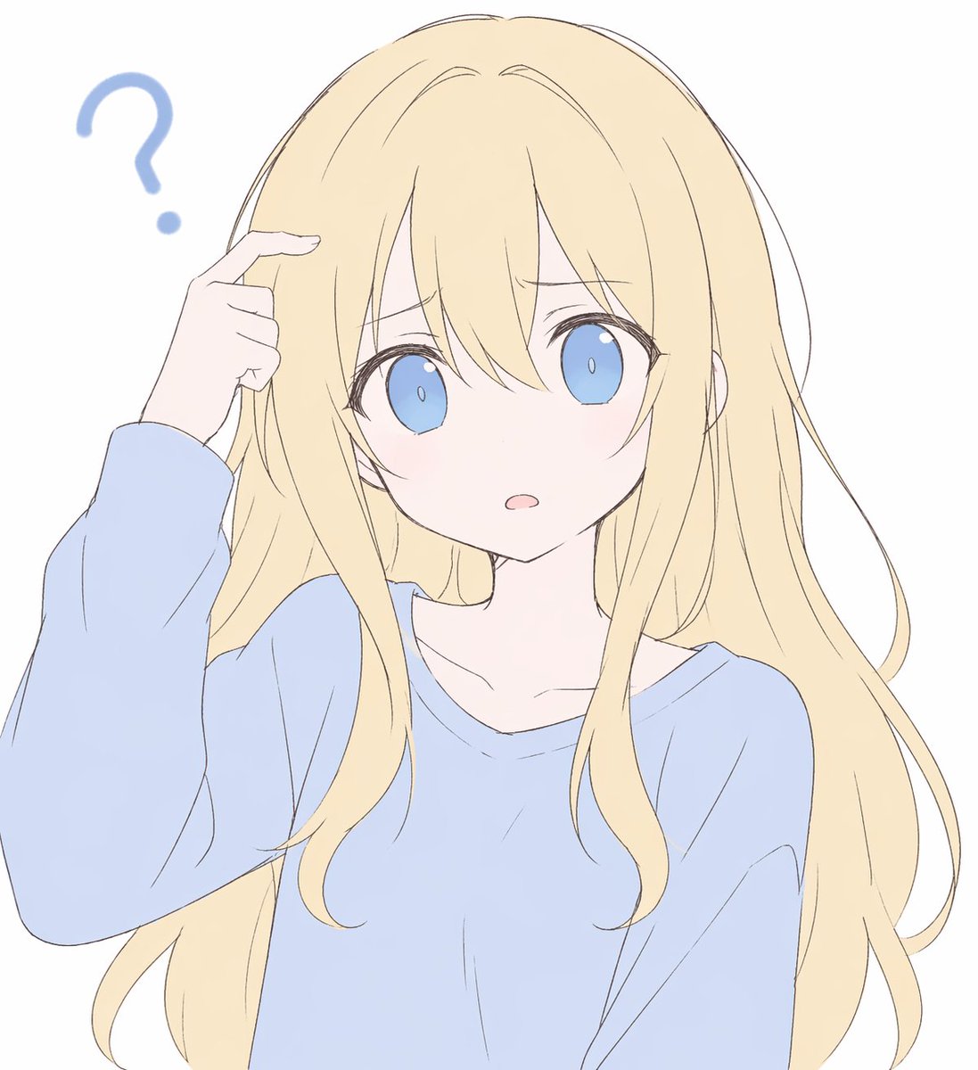 Confused Blonde Anime Girl Portrait