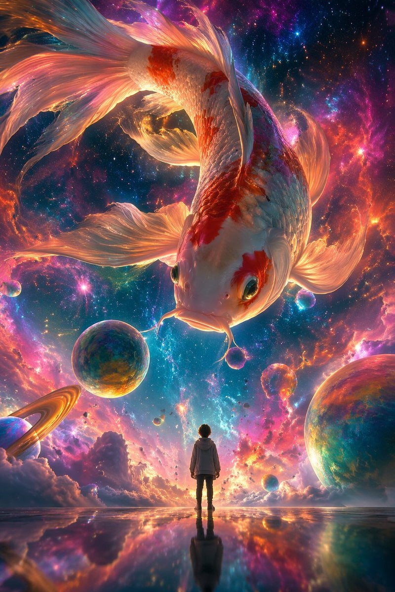 Surrealist Koi Fish Illustration
