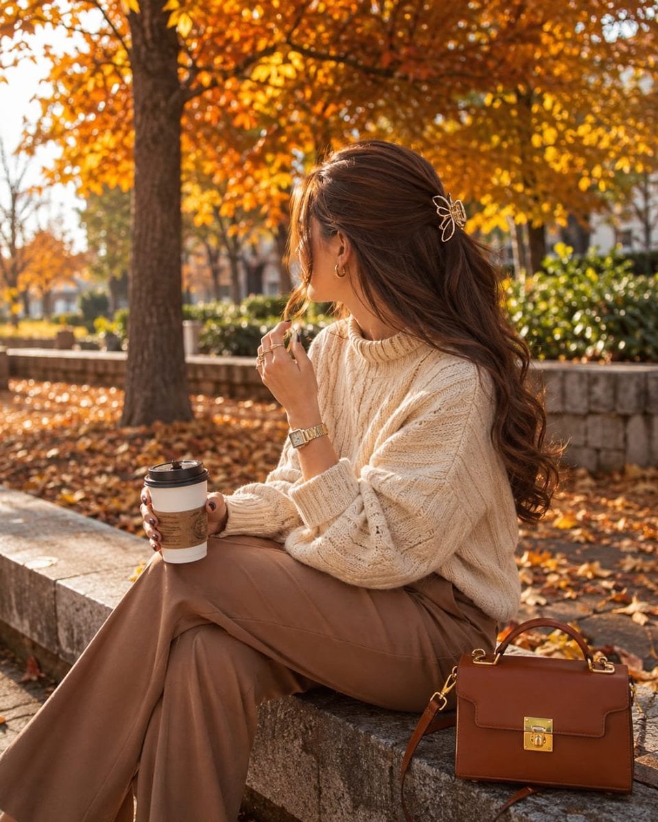 Autumn Park Fashion Photography — AI image template example