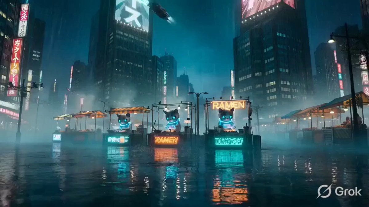 Cinematic Cyberpunk Neo-Tokyo Street Market