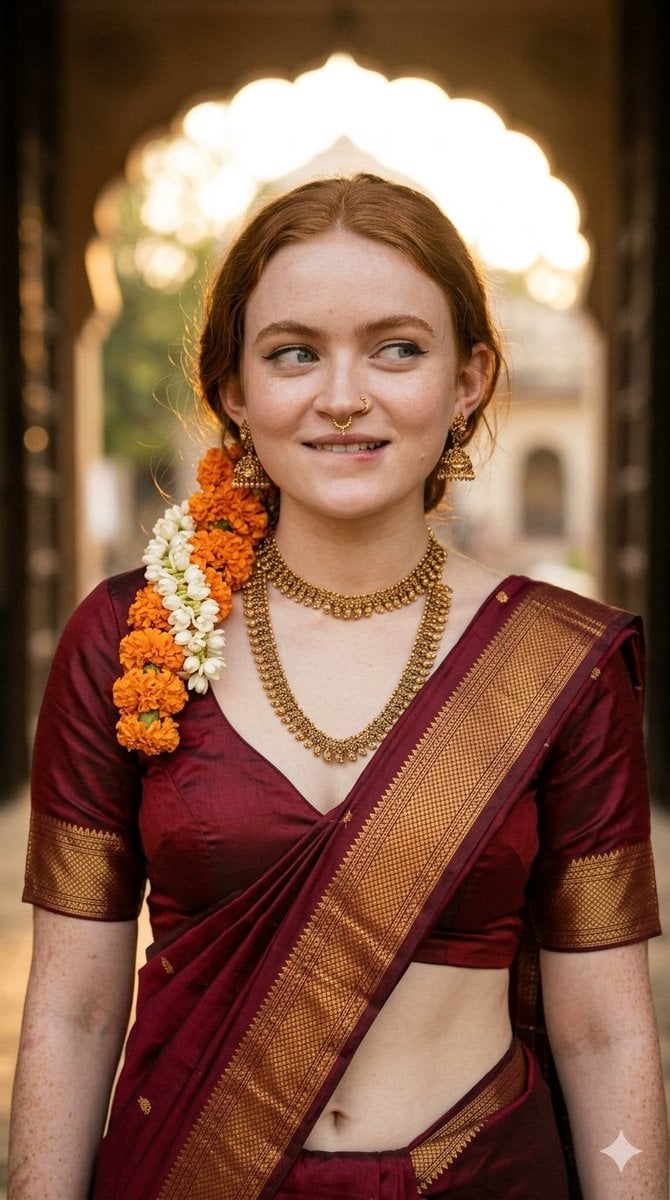 Traditional Indian Saree Portrait — AI image template example