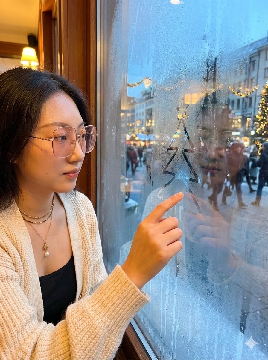 Christmas Window Condensation Doodle Portrait