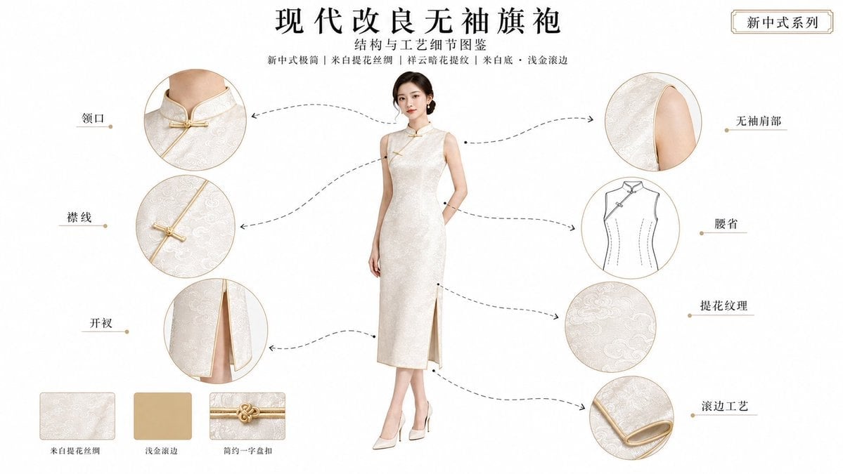 Qipao Design & Craft Infographic — AI image template example