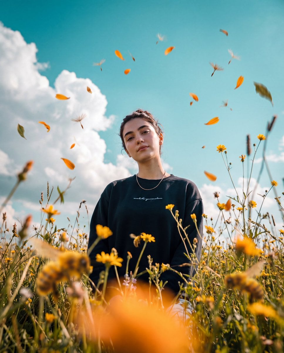 Photorealistic cinematic photo, 3 4 vertical frame, shooting from a very