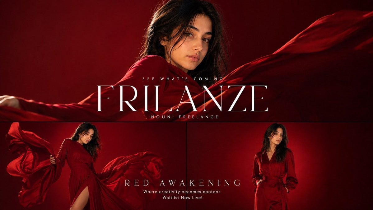 Luxury Red Monochromatic Fashion Campaign — AI image template example