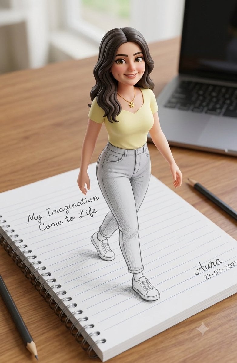 3D Illusion Sketch Portrait — AI image template example