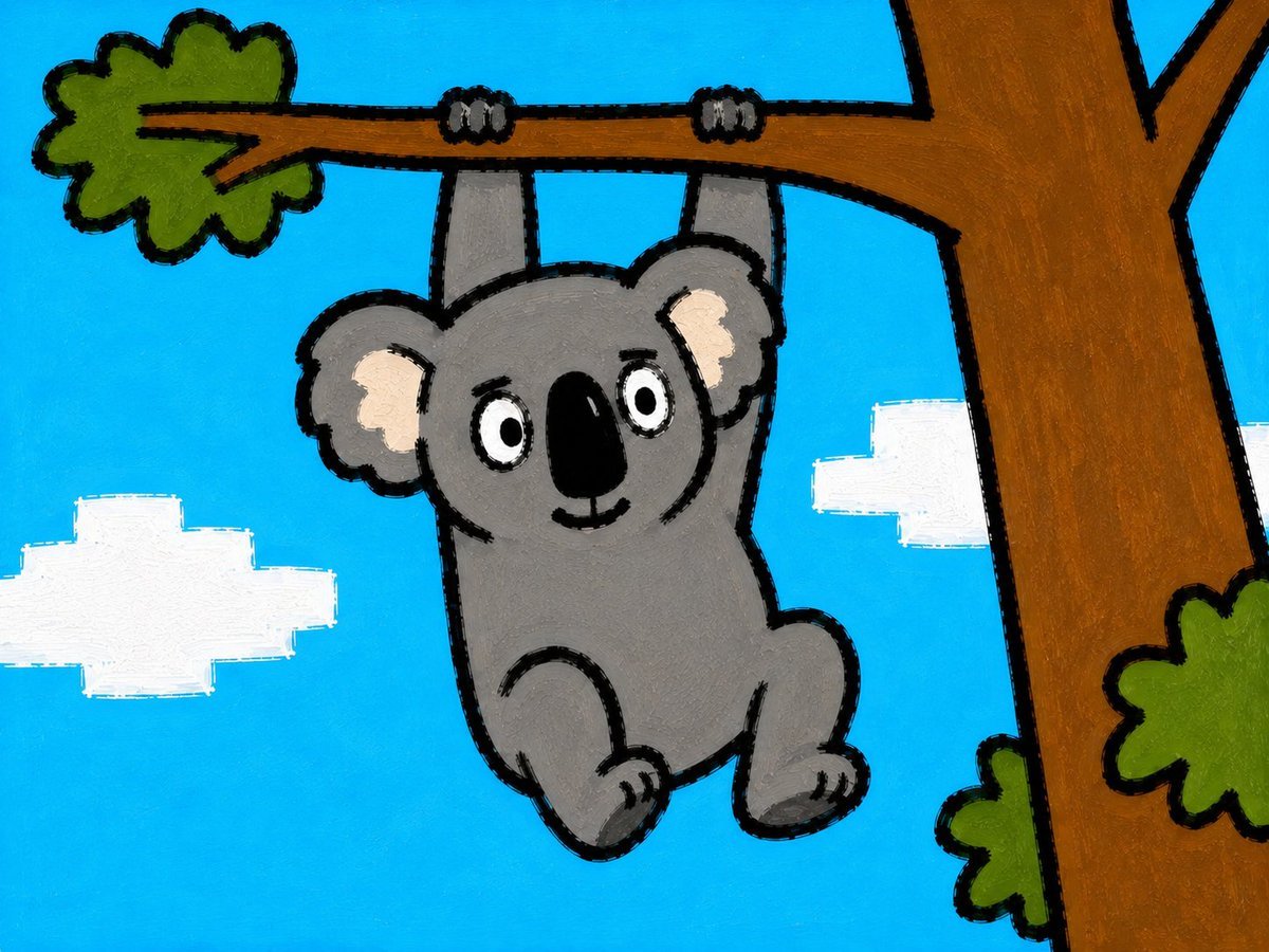 Childlike Koala Hanging From Tree