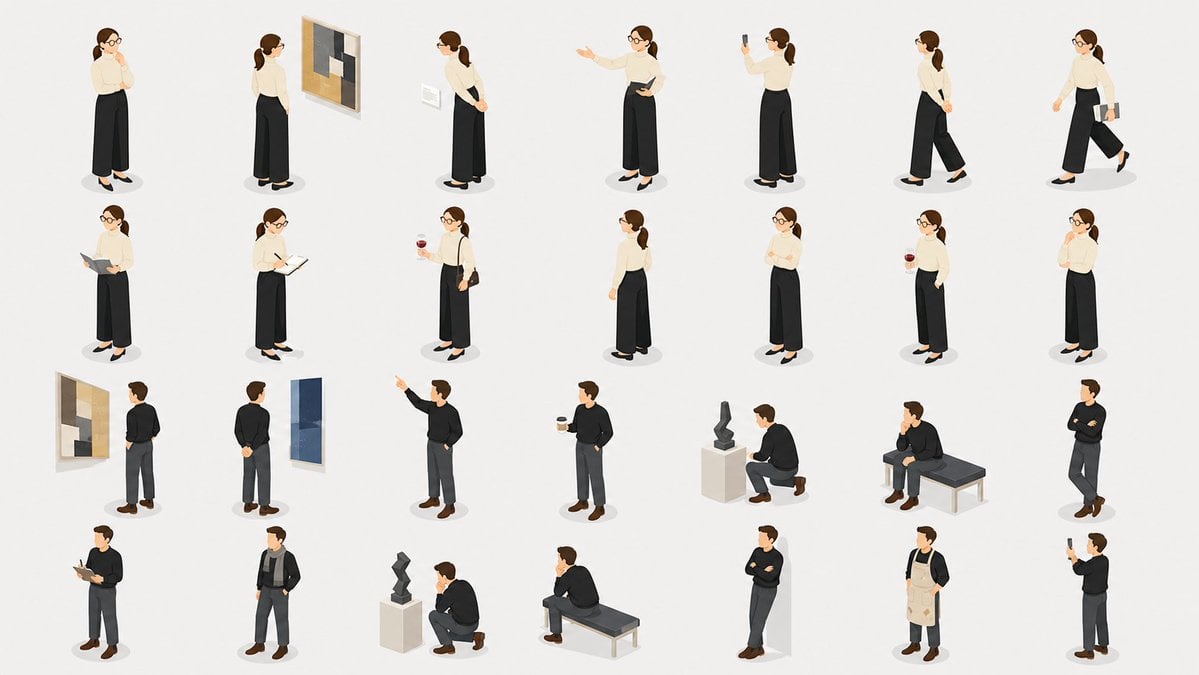 Isometric Gallery People Set