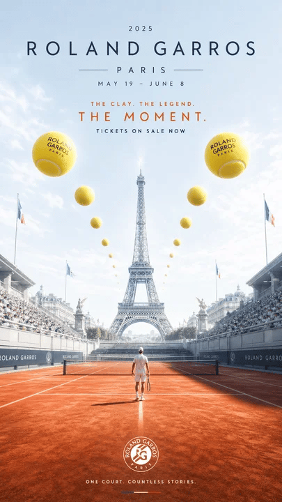 Symmetric Roland Garros Paris Poster — AI image template example