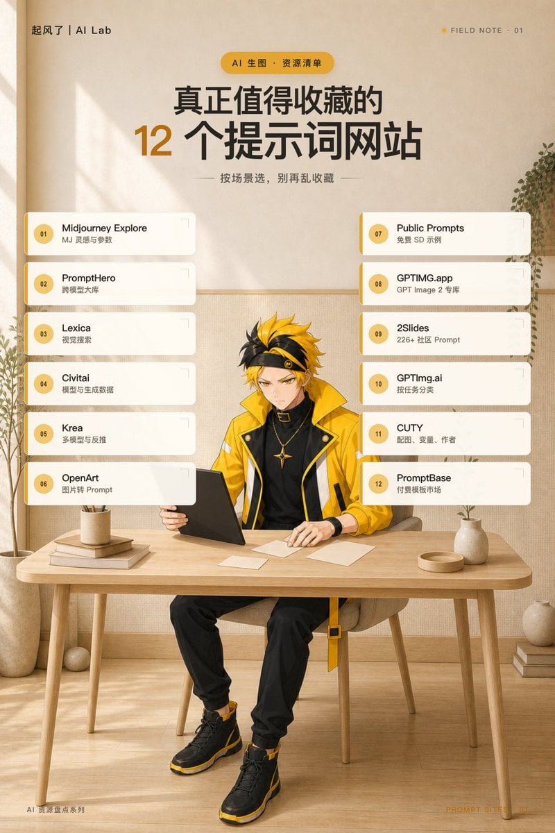 Anime Prompt Sites Infographic Poster — AI image template example