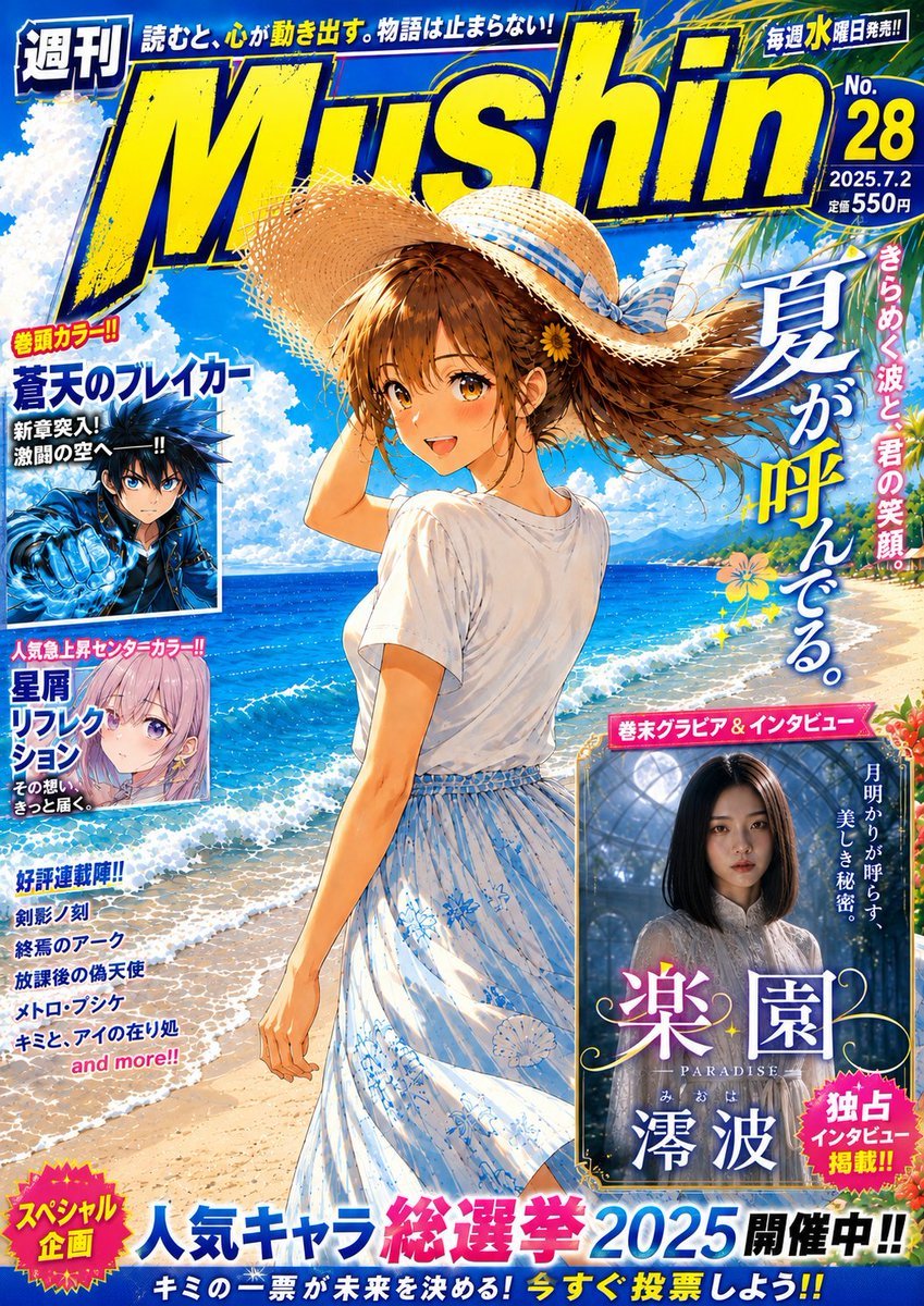 Fictional Summer Manga Magazine Cover — AI image template example