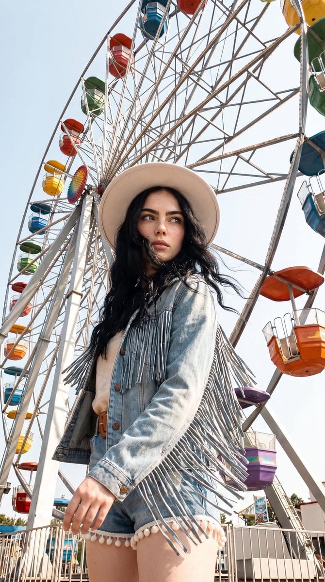 Boho-Chic Summer Ferris Wheel Portrait