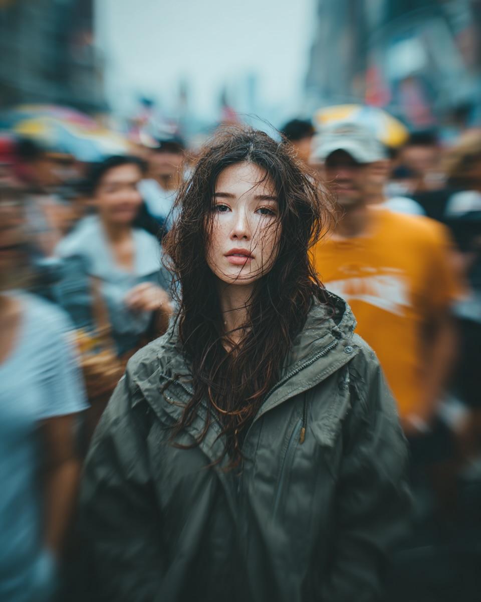 Candid Street Portrait with Motion Blur