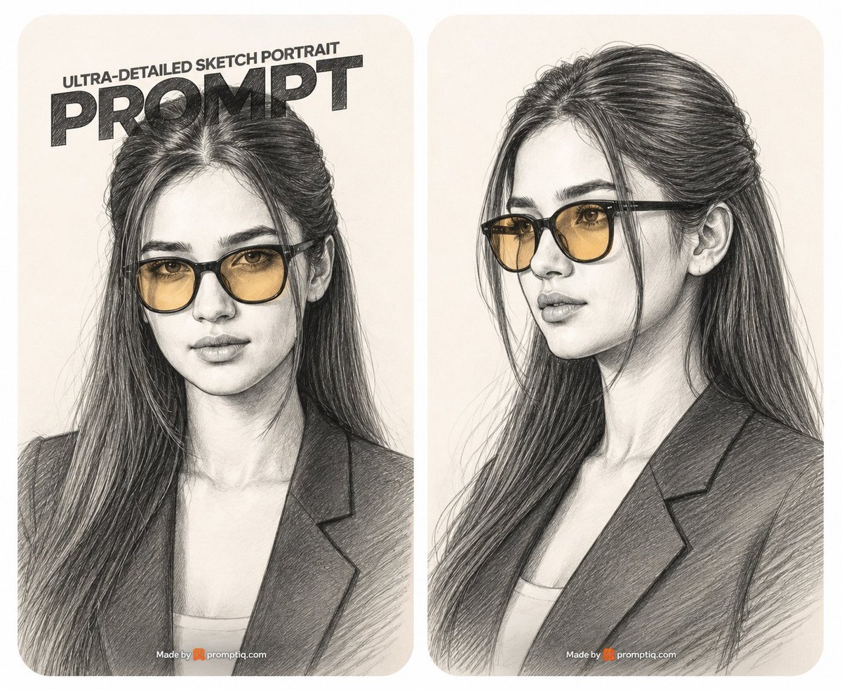 Two-Panel Graphite Portrait Poster — AI image template example