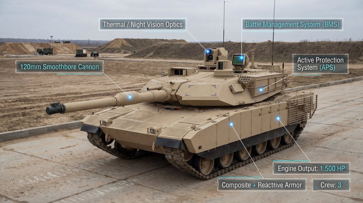 Modern Combat Tank Infographic Prompt