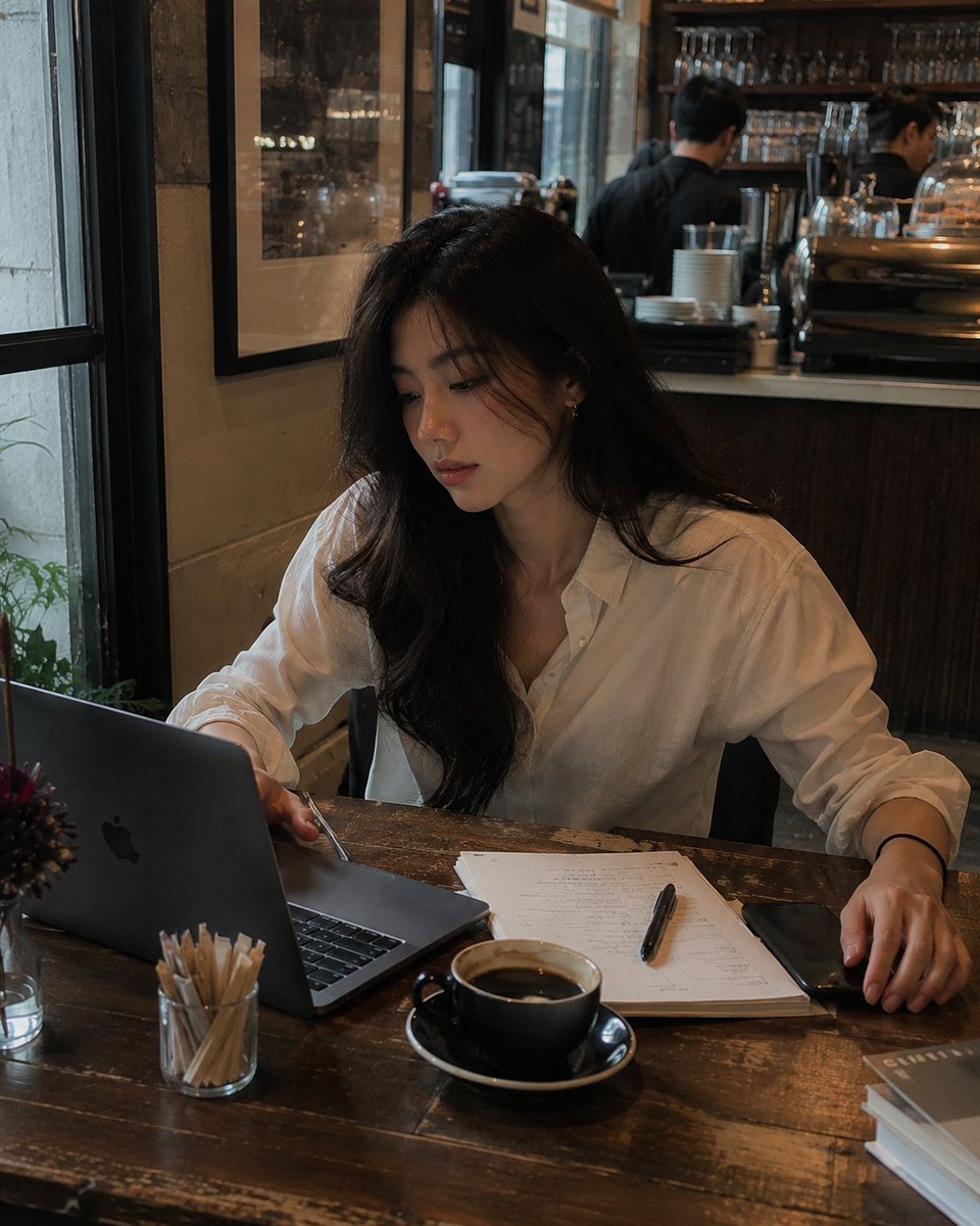 Cafe lifestyle photography prompt — AI image template example