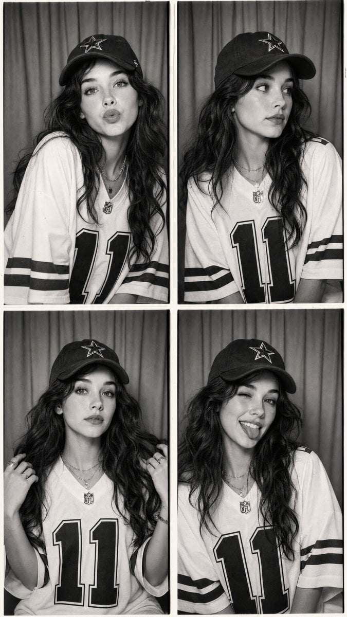 Vintage Black and White Photo Booth Grid