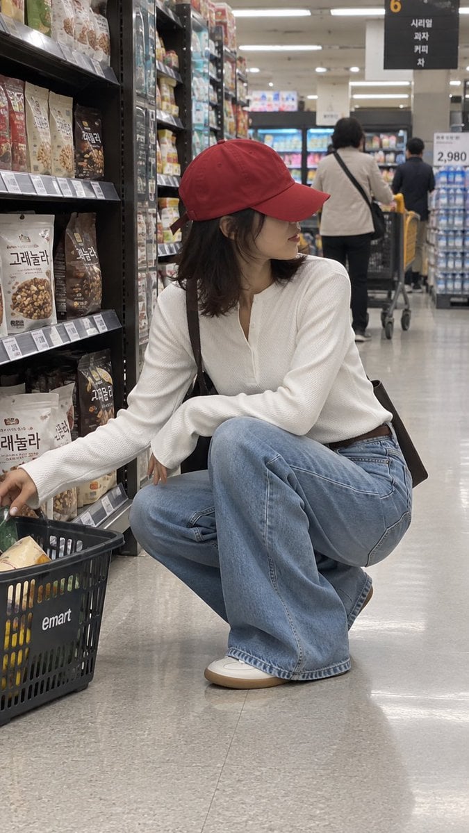 Candid Korean Supermarket Shopper — AI image template example