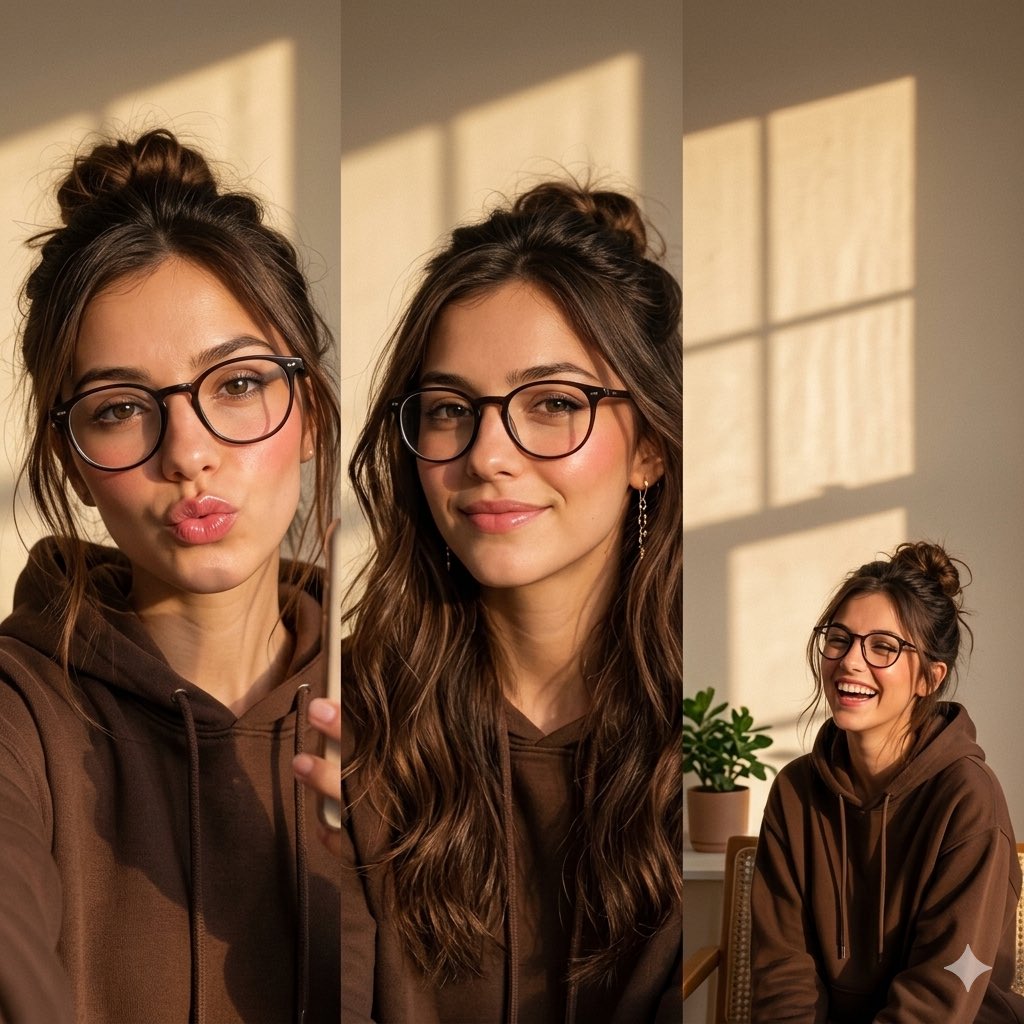 Three Frame Portrait Collage Prompt — AI image template example