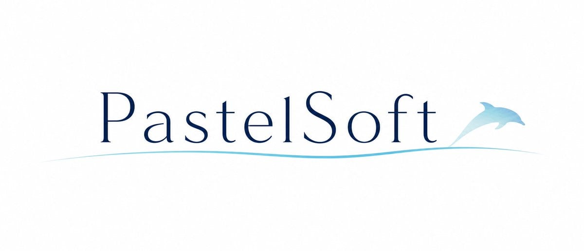 PastelSoft Dolphin Wordmark Logo