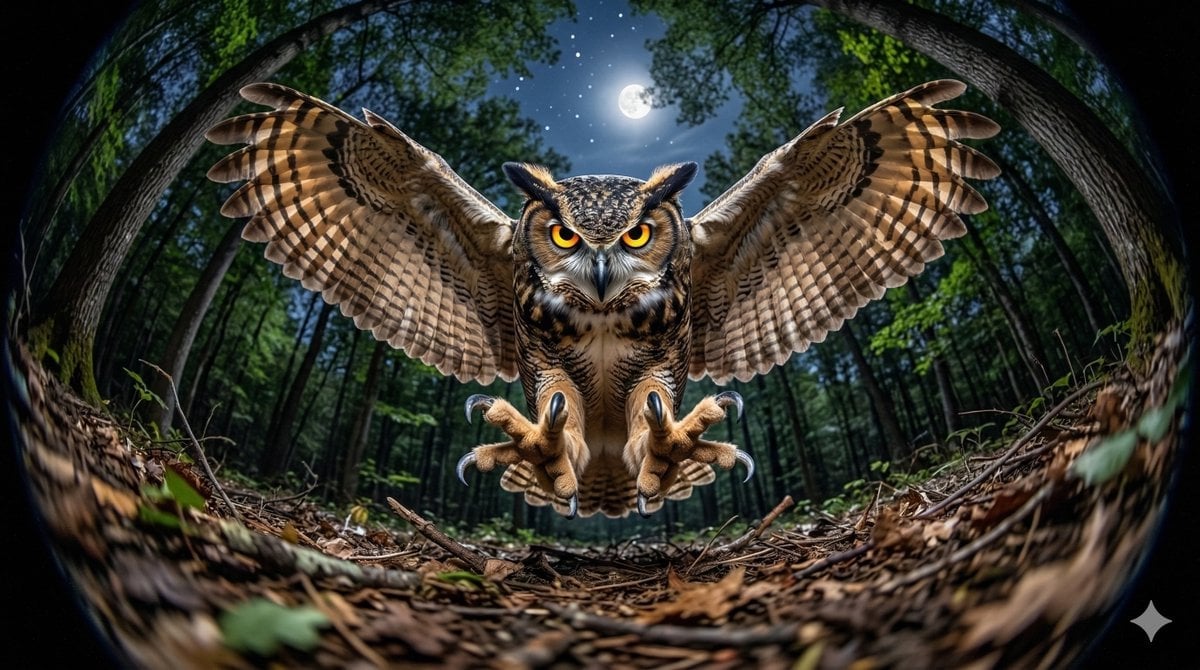 Fisheye Perspective of a Mouse and Owl
