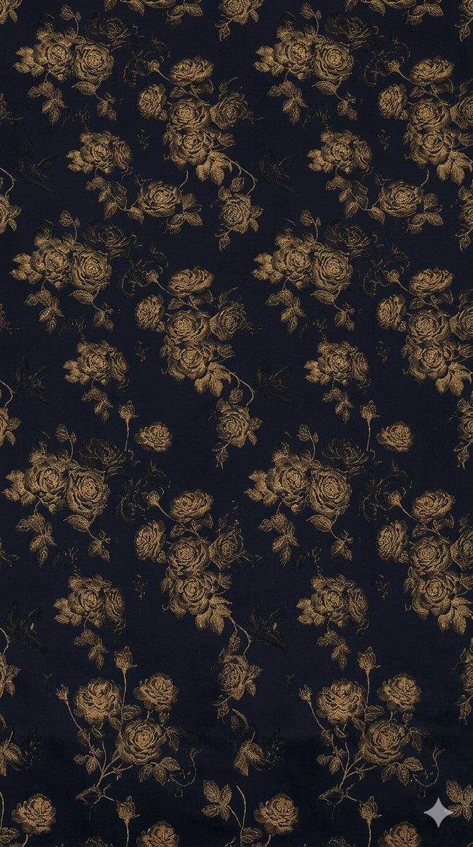 Seamless Gold Roses on Navy — AI image template example