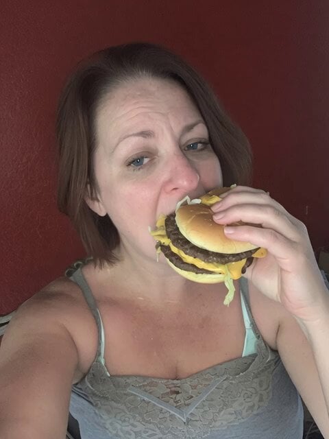 Relaxed Woman Eating Food