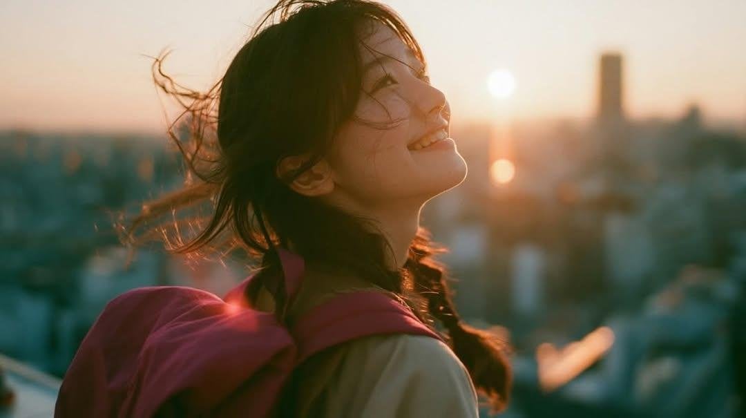 Golden Hour City Window Portrait — AI image template example