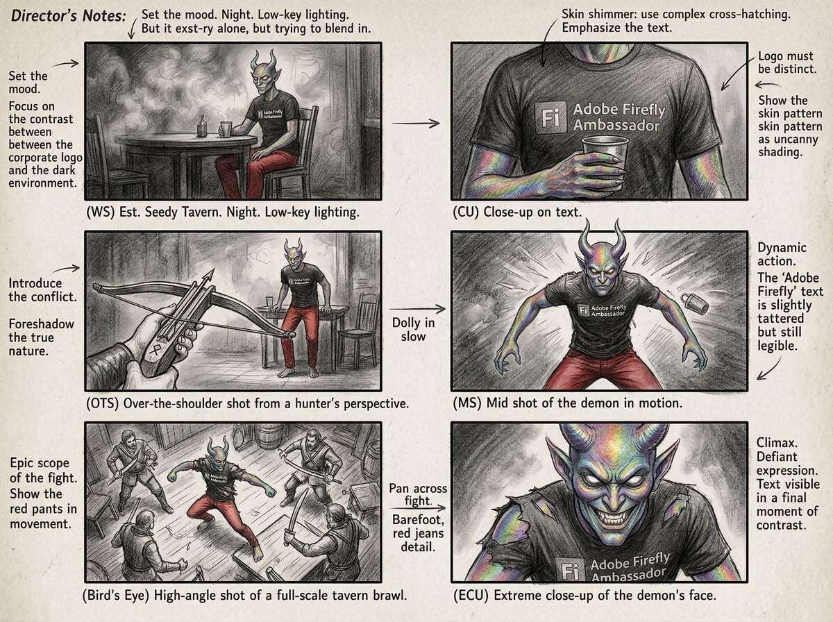 Six-Panel Cinematic Storyboard Sketch