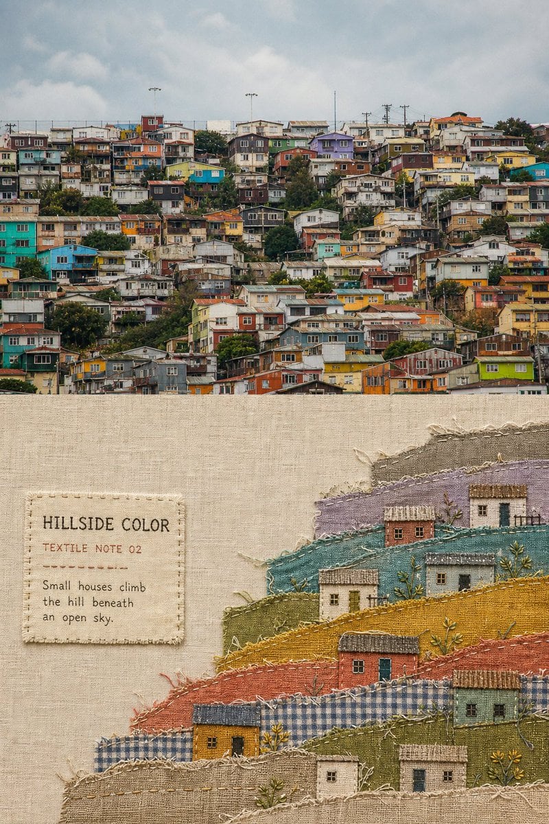 Fabric Collage Travel Memory Poster