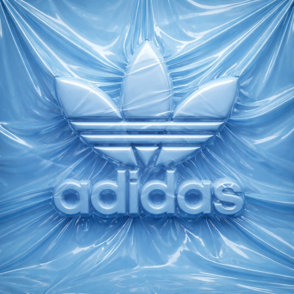 Logo completely wrapped in a single layer of elastic plastic or shrink — AI image template example