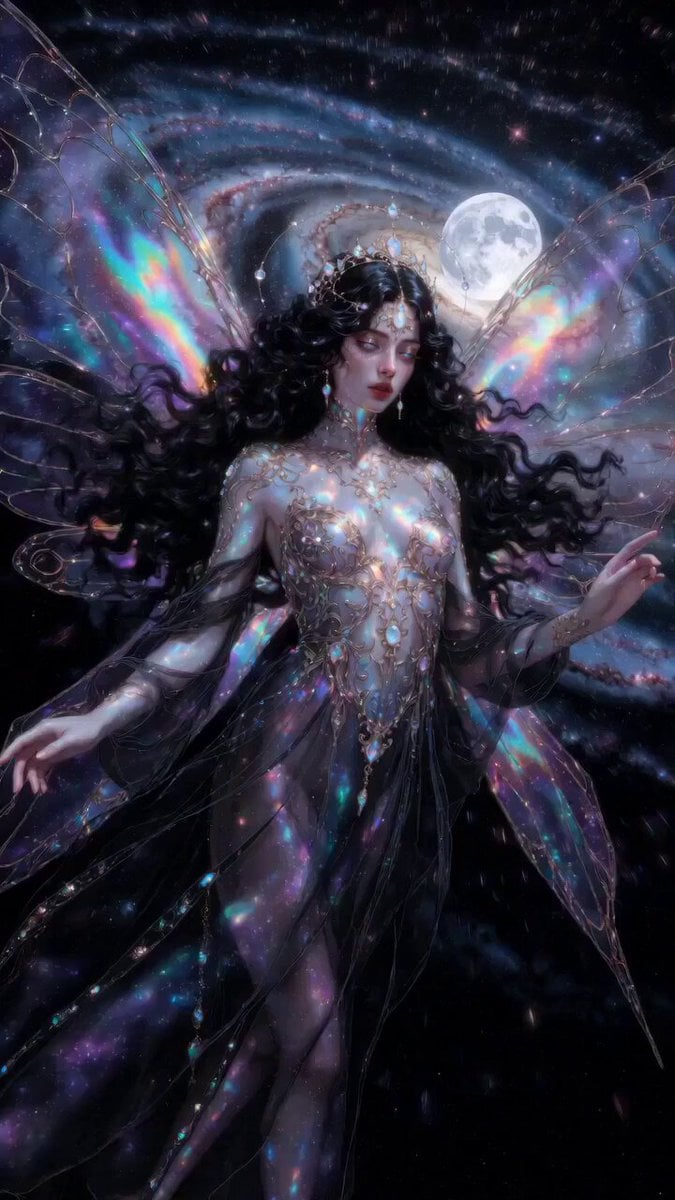 Ethereal dark fairy goddess cosmic video