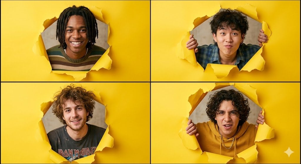 90s Indie Studio Portrait Grid