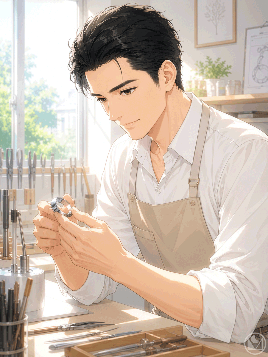 Sunlit Anime Jewelry Craftsman — AI image template example