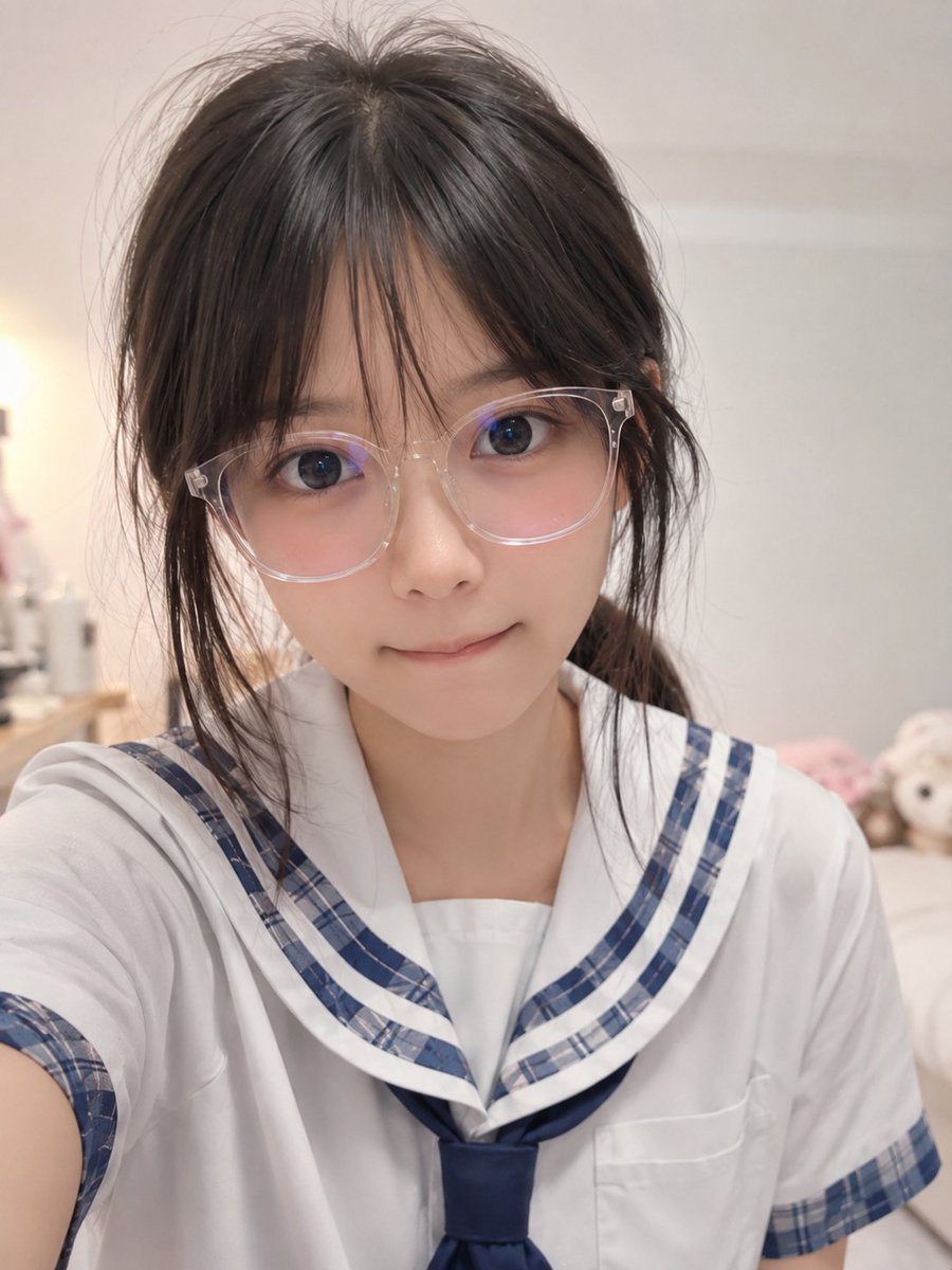 Realistic Censored Sailor Uniform Selfie