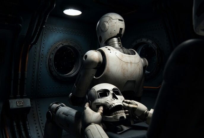 Photorealistic IMAX Sequence of a Robot Assembling its Faceplate