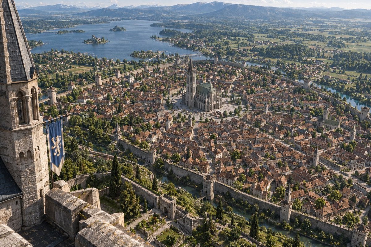Satellite Map Medieval City reference image 1