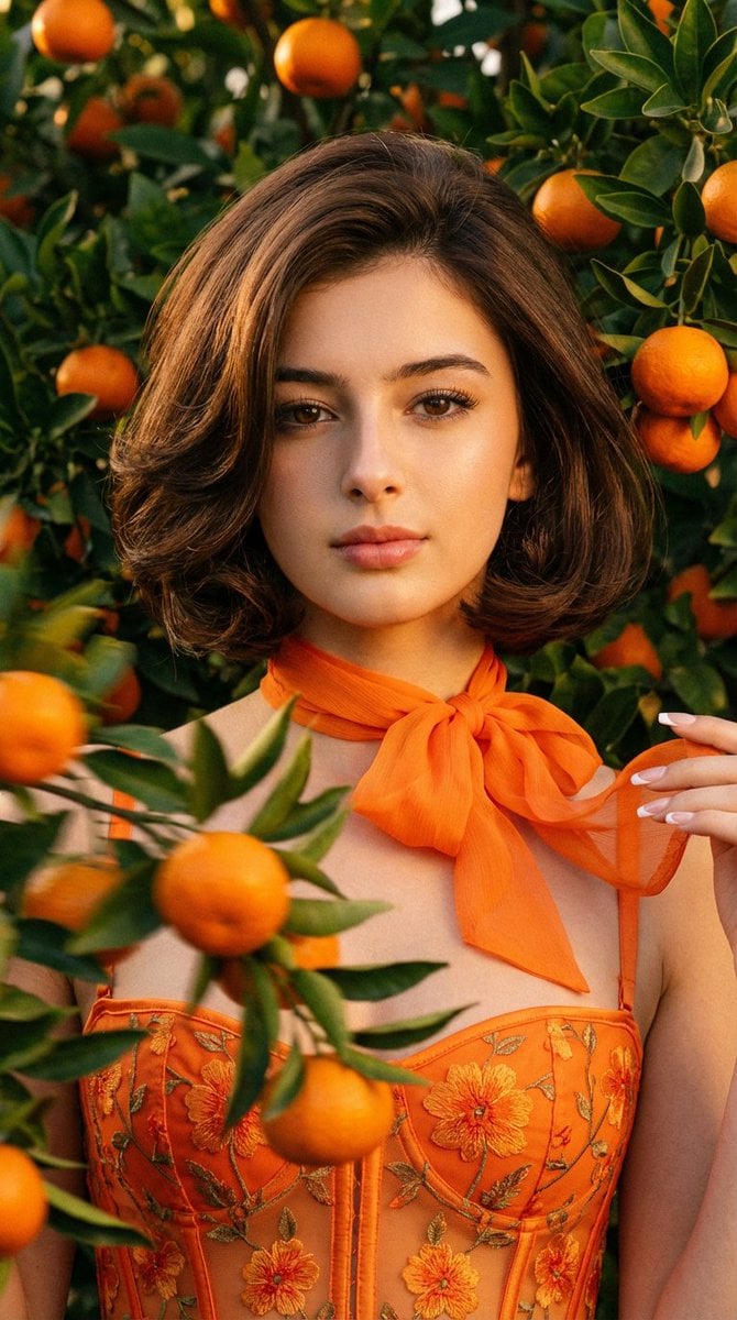 Golden Hour Tangerine Grove — AI image template example